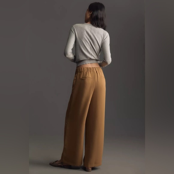 NWT Anthropologie Soft Pull-On Pants Khaki Tan Wide Leg‎ XXS - Picture 3 of 10